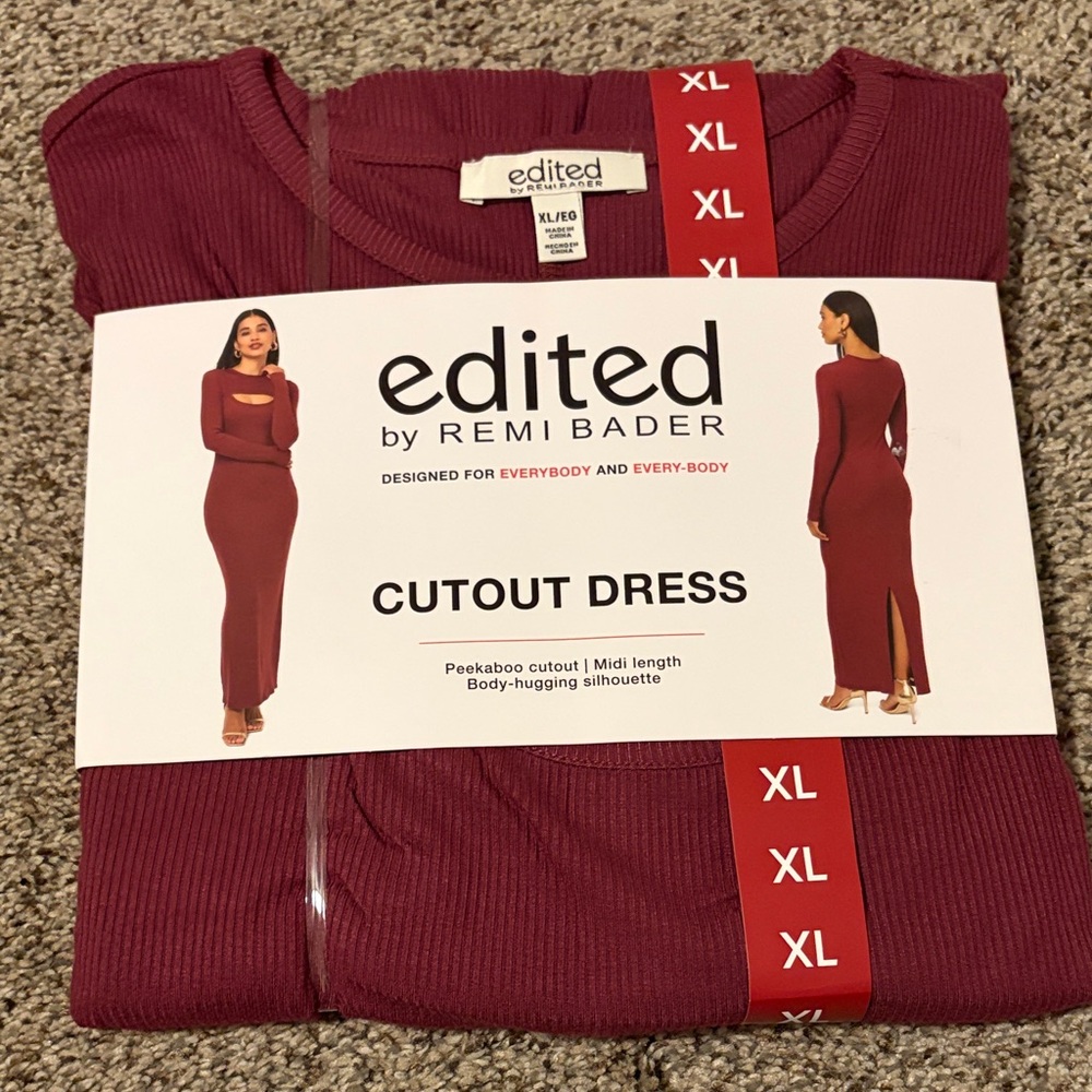 Edited by Remi Bader Burgundy Cutout Midi Dress
